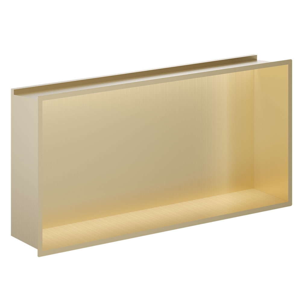 Cutout image of Crosswater Brushed Brass 610 x 305mm LED Shower Niche